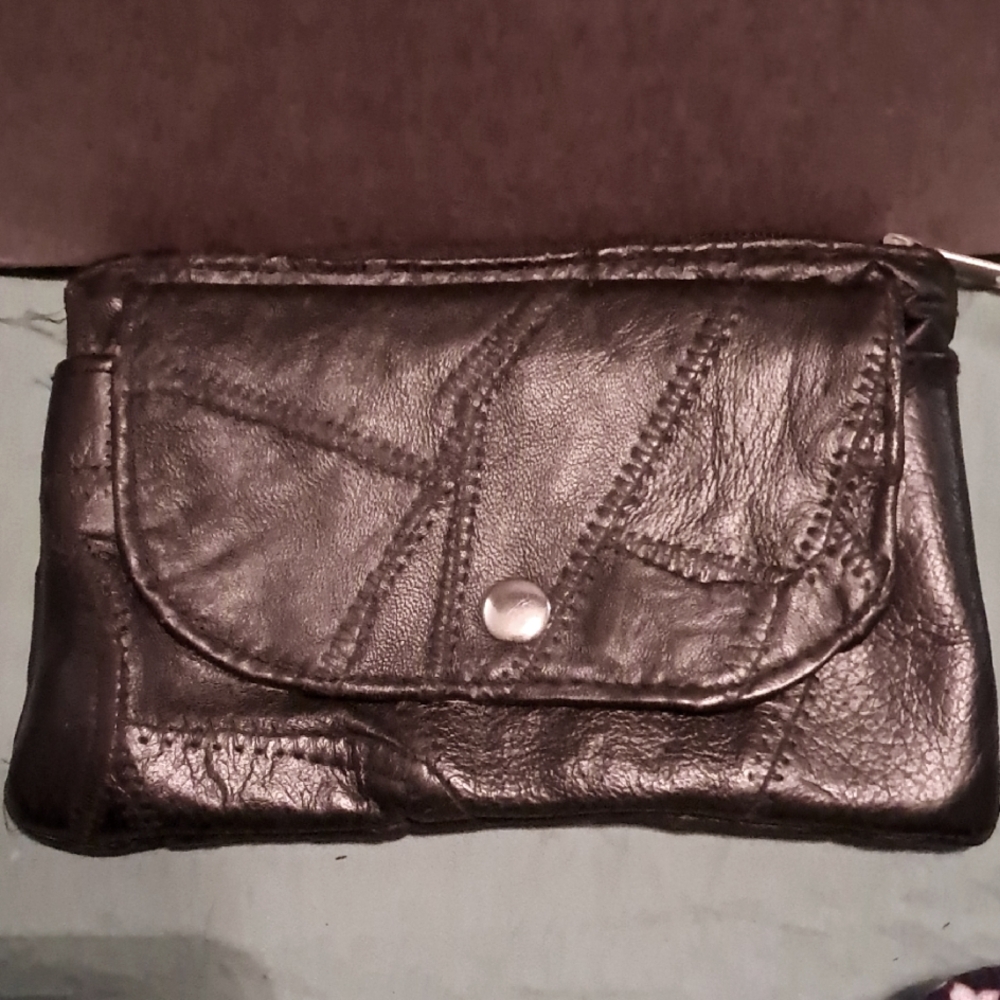 Patchwork Black Leather Clutch Wallet - image 1